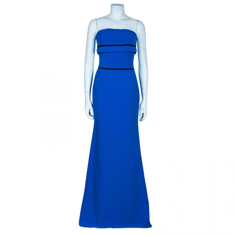 Pre Owned Victoria Beckham Blue Panel Gown M