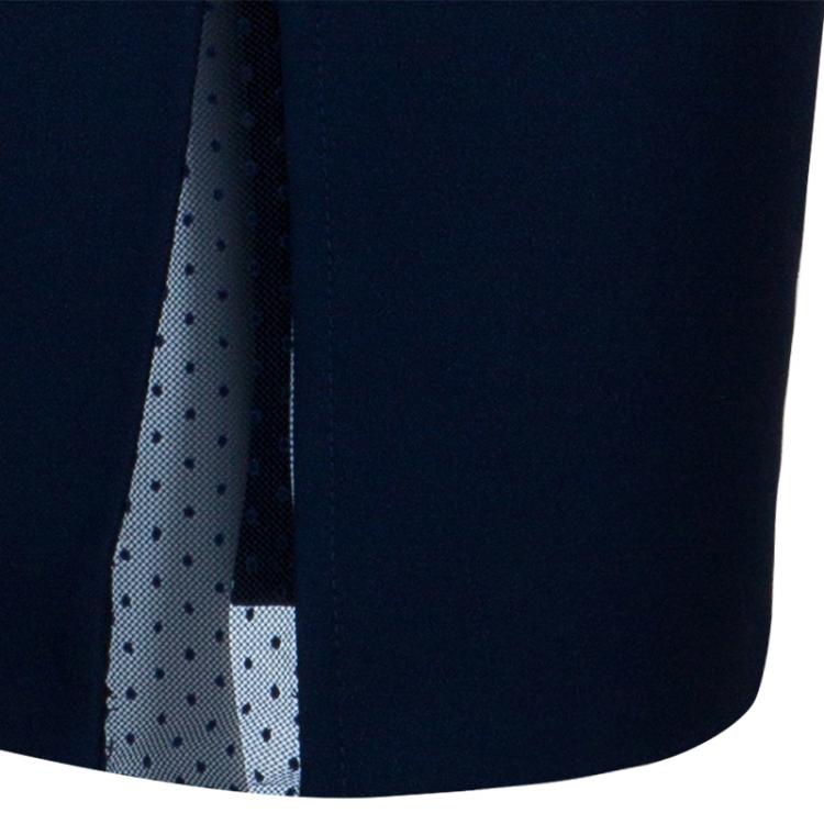 Pre Owned Victoria Beckham Navy Blue Lace Insert Bodycon Dress S