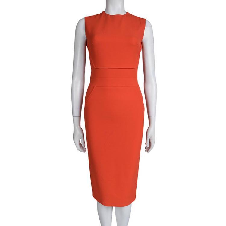 Pre Owned Victoria Beckham Red Sleeveless Paneled Dress S