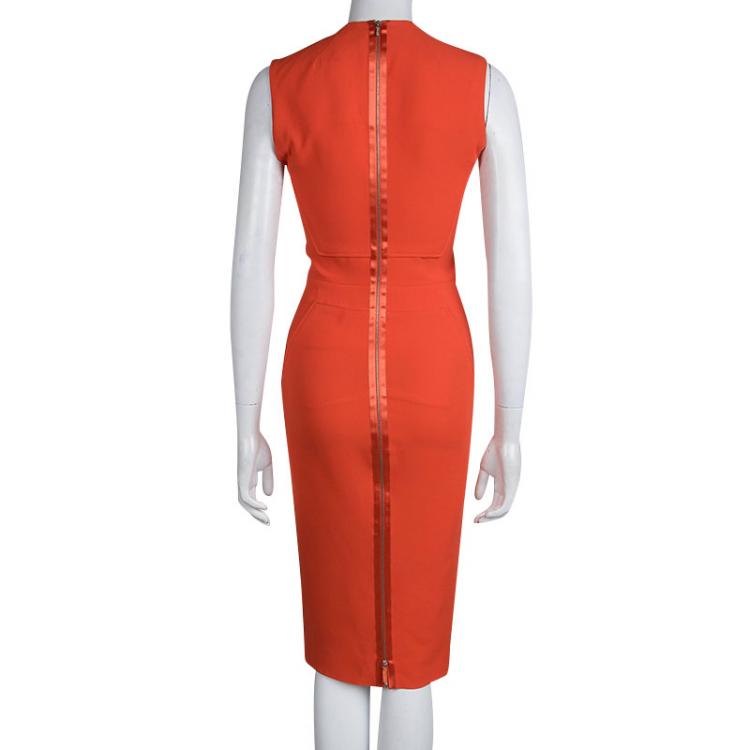 Pre Owned Victoria Beckham Red Sleeveless Paneled Dress S