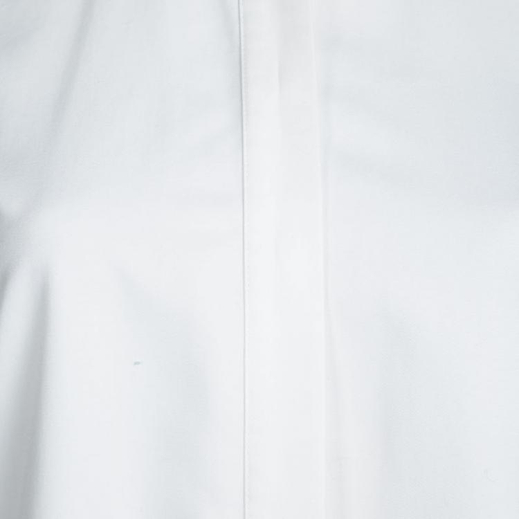 Pre Owned Victoria Beckham White Ruffle Bottom Shirt Dress M