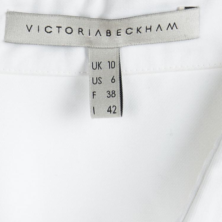 Pre Owned Victoria Beckham White Ruffle Bottom Shirt Dress M