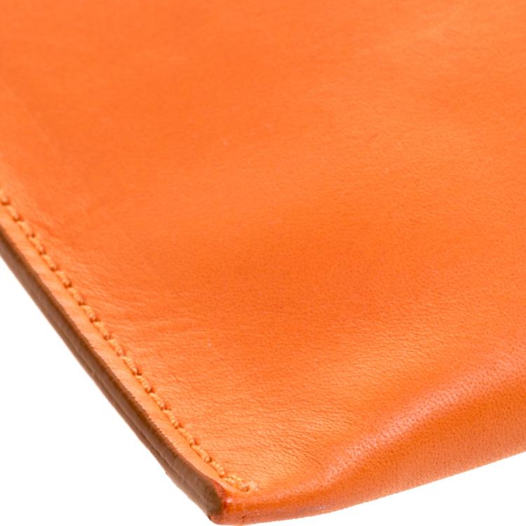 Pre Owned Victoria Beckham Orange Leather Clutch