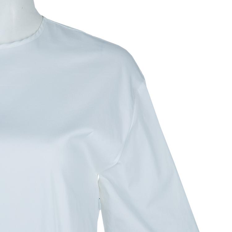 Pre Owned Victoria Victoria Beckham White and Blue Short Sleeve Dress S