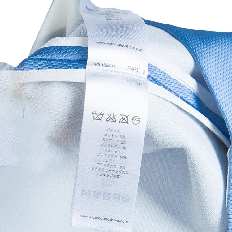 Pre Owned Victoria Victoria Beckham White and Blue Short Sleeve Dress S