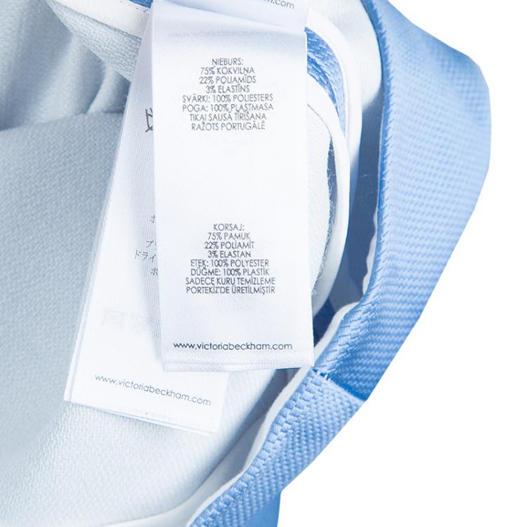 Pre Owned Victoria Victoria Beckham White and Blue Short Sleeve Dress S