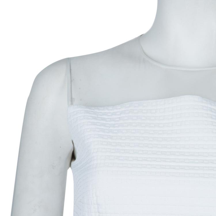 Pre Owned Victoria Victoria Beckham White Quilted Sheer Organza Insert Sleeveless Dress S