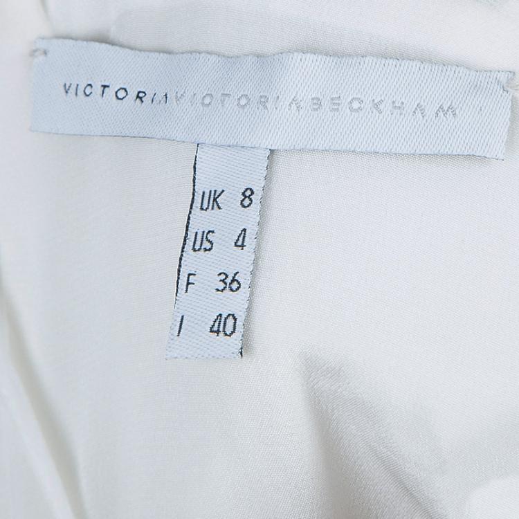 Pre Owned Victoria Victoria Beckham White Quilted Sheer Organza Insert Sleeveless Dress S