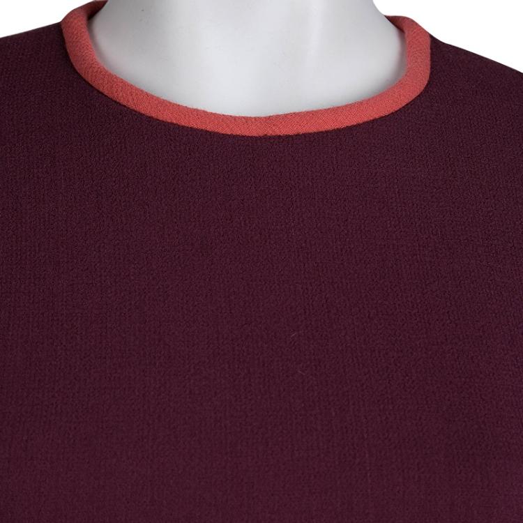 Pre Owned Victoria Victoria Beckham Colorblock Knit Belted Shift Dress M