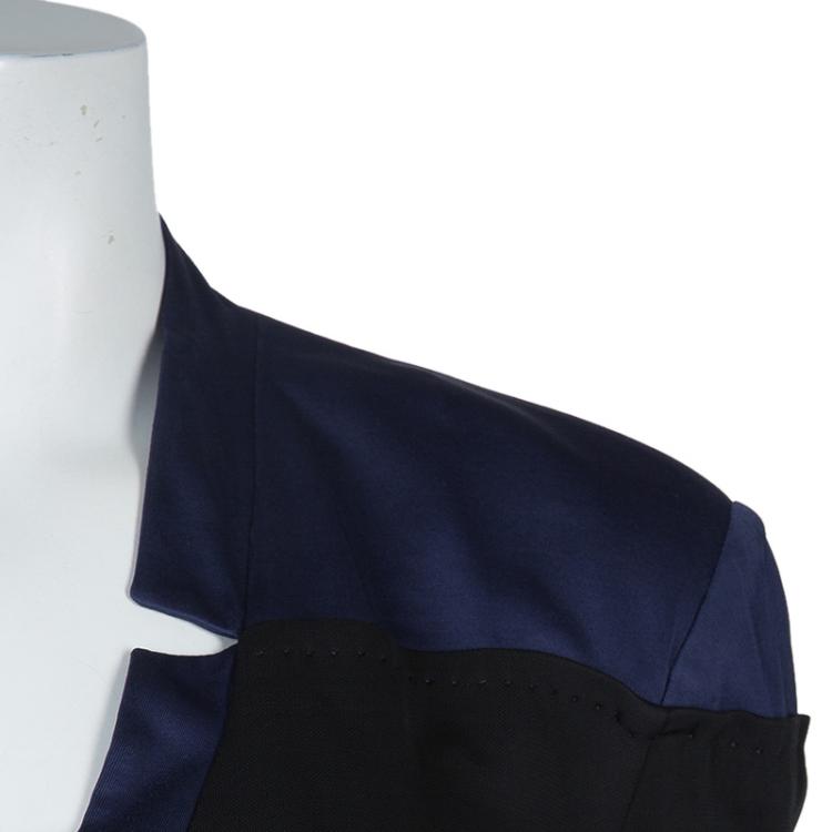 مملوكة مسبقًا Viktor & Rolf Black Knit Contrast Power Shoulder Overlap Dress M