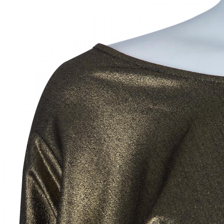 Pre Owned Vivienne Westwood Anglomania Gold Metallic Long Sleeve Top S