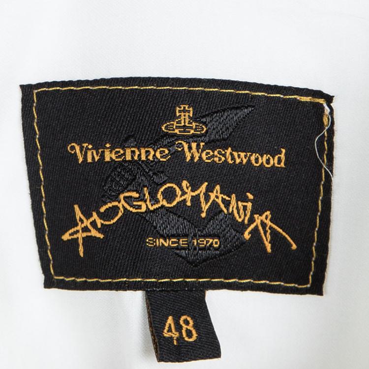 Pre Owned Vivienne Westwood Anglomania White Cotton Tie Collar Bib Blouse L