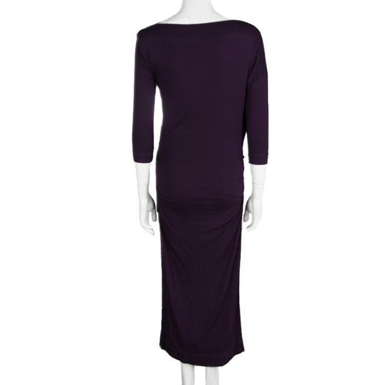 Pre Owned Vivienne Westwood Anglomania Purple Knit Draped Midi Dress S