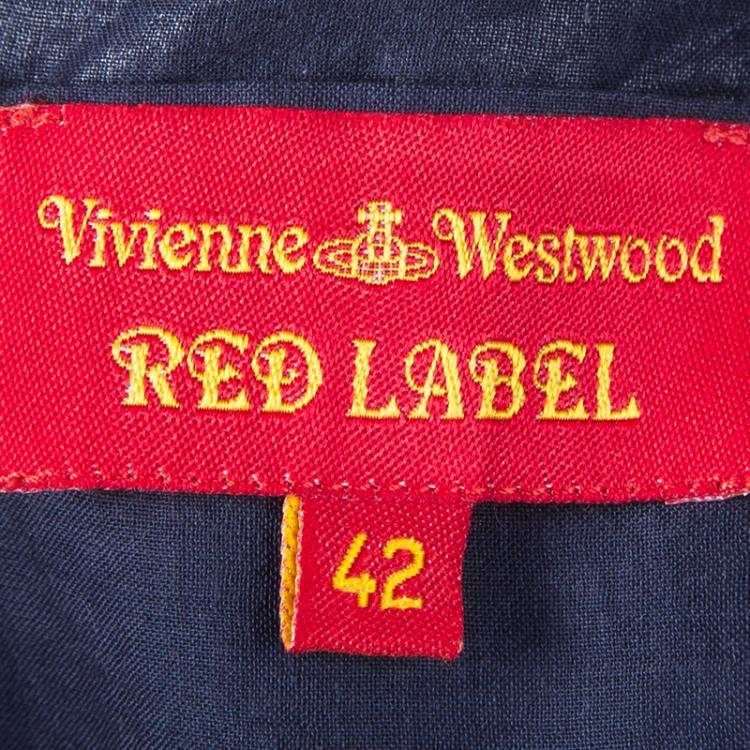 Pre Owned Vivienne Westwood Red Label Blue Draped Asymmetric Off Shoulder Top M