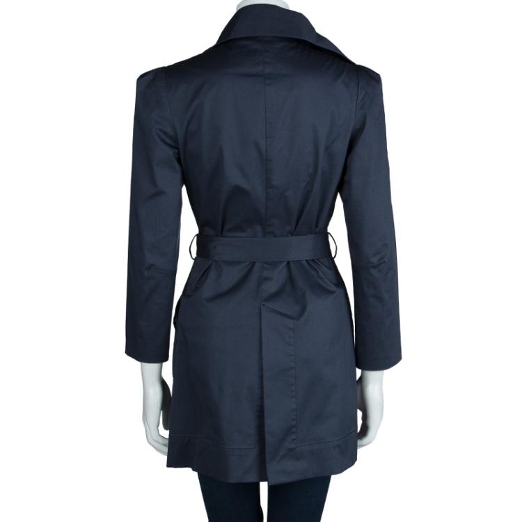 Pre Owned Vivienne Westwood Anglomania  Navy Blue Cotton Belted Trench Coat S
