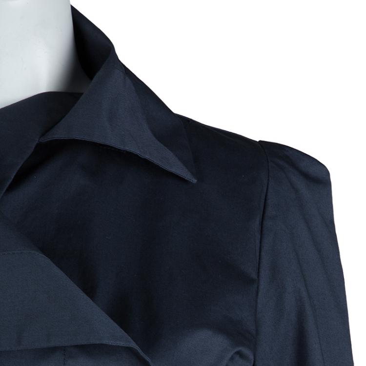 Pre Owned Vivienne Westwood Anglomania  Navy Blue Cotton Belted Trench Coat S