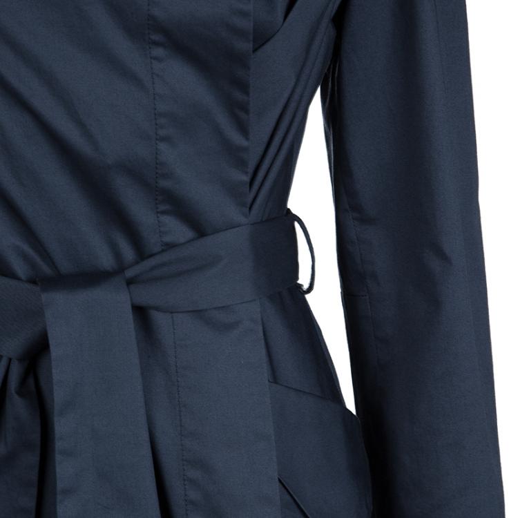 Pre Owned Vivienne Westwood Anglomania  Navy Blue Cotton Belted Trench Coat S