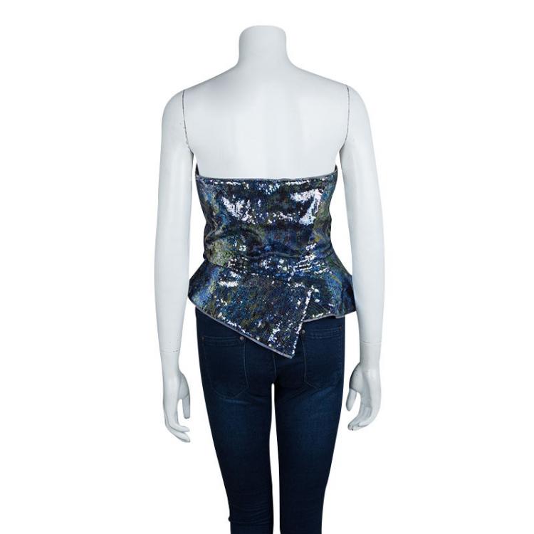 Pre Owned Vivienne Westwood Red Label Multicolor Sequin Embellished Draped Strapless Corset Top S