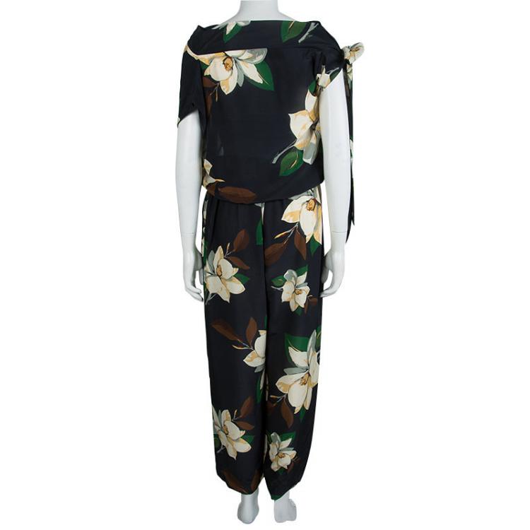 مملوكة مسبقًا Vivienne Westwood Anglomania Black Floral Printed  Jumpsuit M