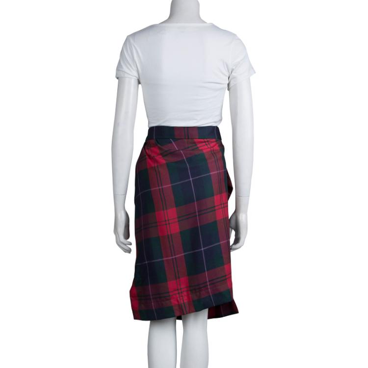 Pre Owned Vivienne Westwood Anglomania Plaid Wool Draped Philosophy Skirt L