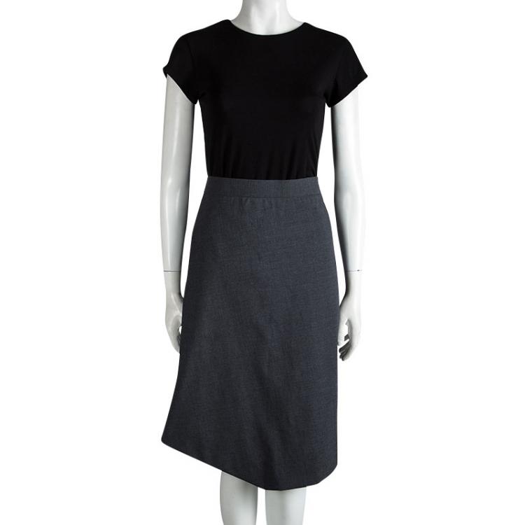 Pre Owned Vivienne Westwood Red Label Grey Wool A-Symmetric Hem Line Detail Skirt L
