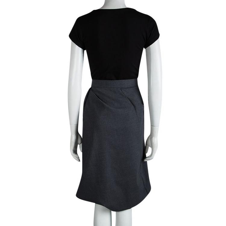 Pre Owned Vivienne Westwood Red Label Grey Wool A-Symmetric Hem Line Detail Skirt L