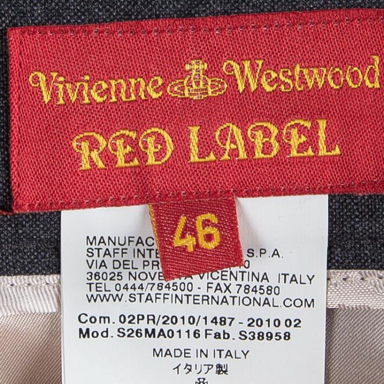 Pre Owned Vivienne Westwood Red Label Grey Wool A-Symmetric Hem Line Detail Skirt L
