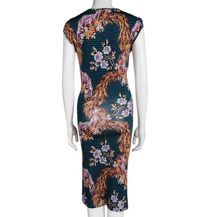 Pre Owned Vivienne Westwood Anglomania Multicolor Floral Printed Drape Detail Dress XS