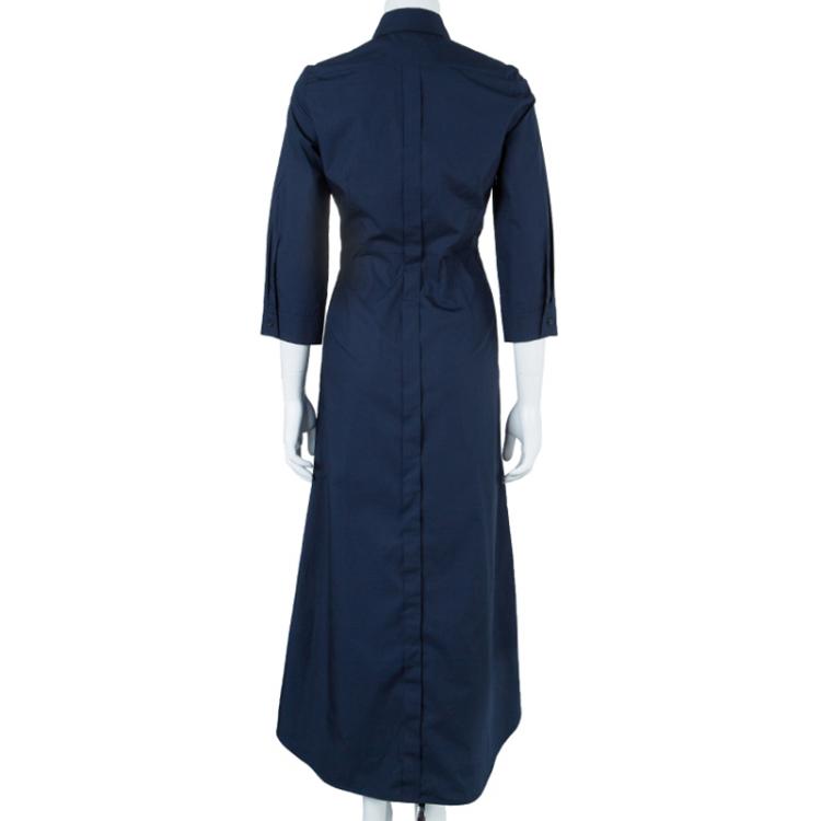 Pre Owned Weekend Max Mara Navy Blue Maxi Shirt Dress S