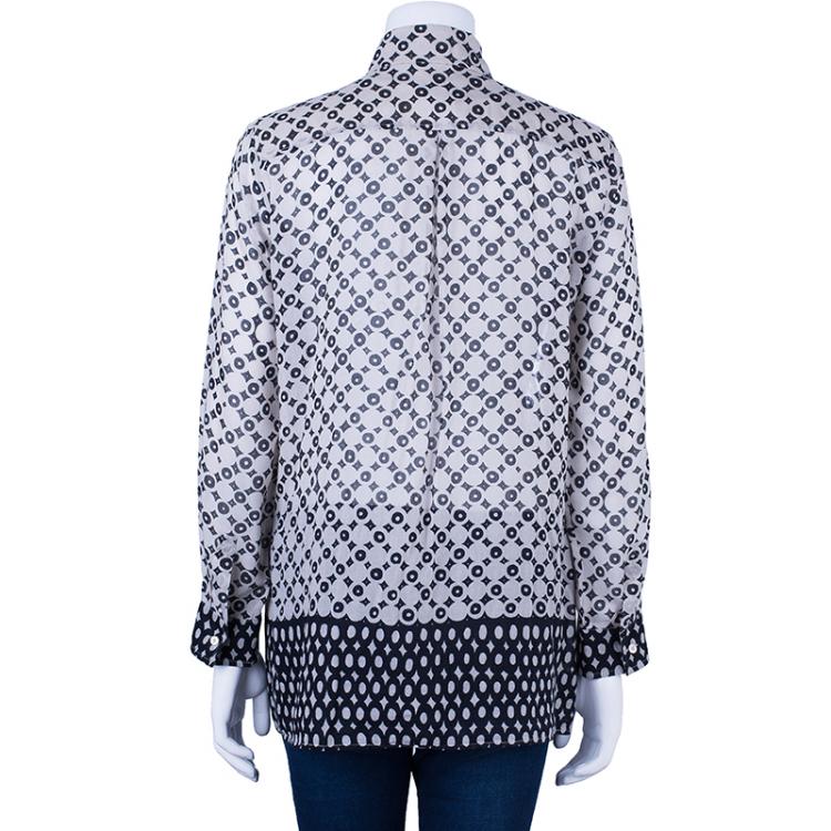 Pre Owned Weekend Max Mara Geometric Print Silk Shirt S