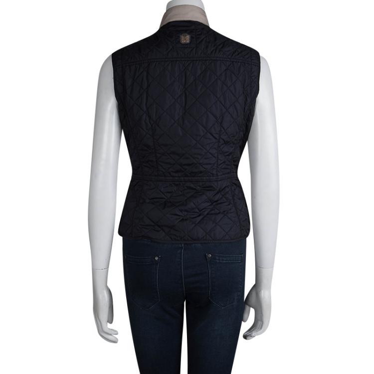 Pre Owned Weekend By Max Mara Navy Blue Sleeveless Quilted Jacket XS