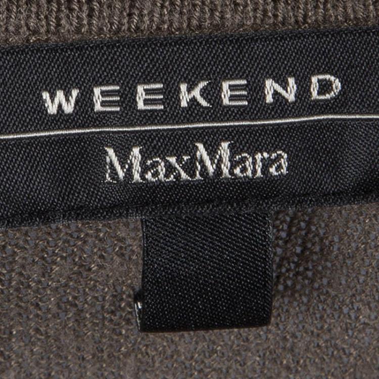 Pre Owned Weekend By Max Mara Brown and Orange Striped Belted Cardigan XS