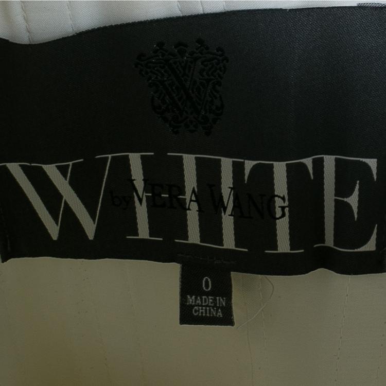 Pre Owned White By Vera Wang Strapless Ivory Ruffle Wedding Gown XS