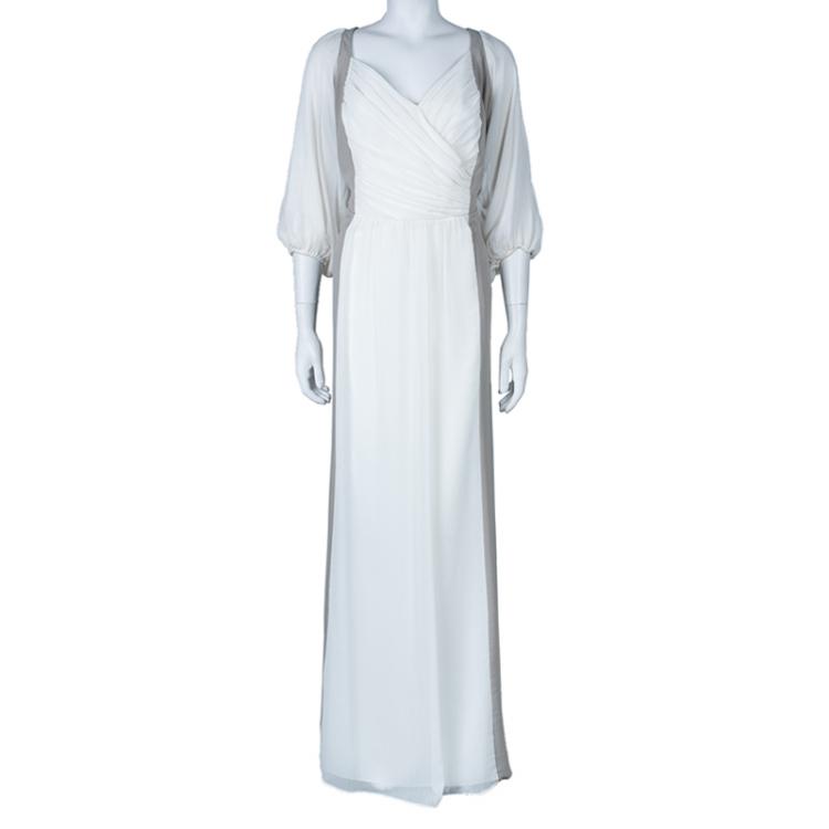 Pre Owned White by Vera Wang Panel Chiffon Gown XXL