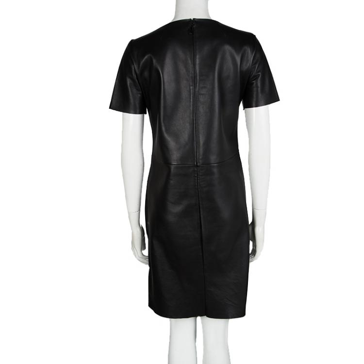 Pre Owned Yves Saint Laurent Black Classic Plonge Leather Dress M