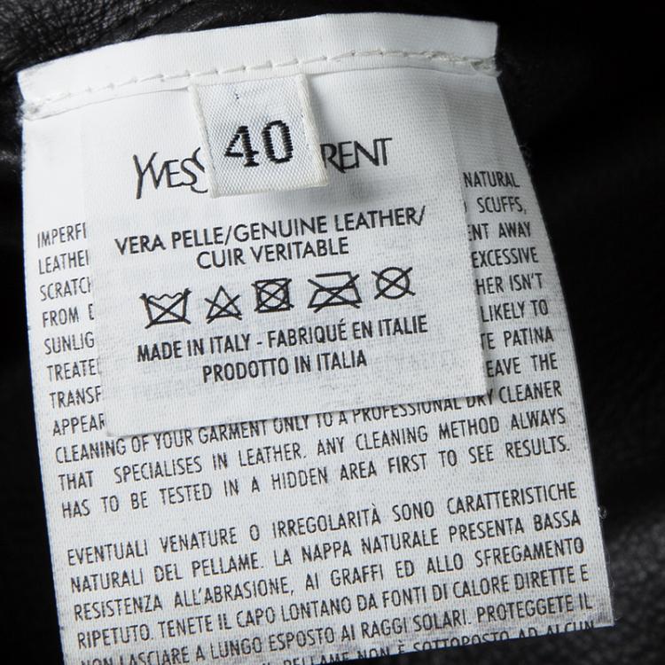 Pre Owned Yves Saint Laurent Black Classic Plonge Leather Dress M