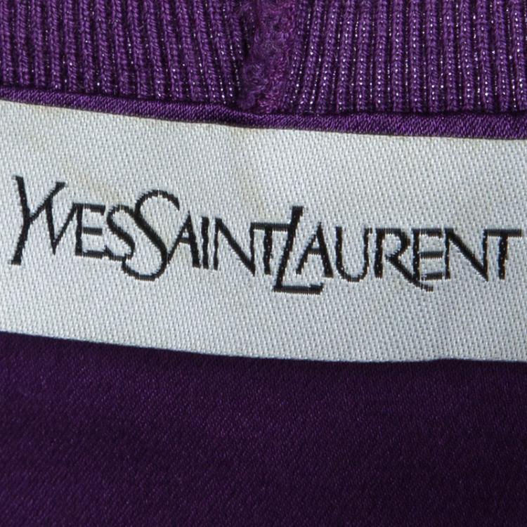 Pre Owned Yves Saint Laurent Purple Satin Rib Trim Sleeveless Dress M