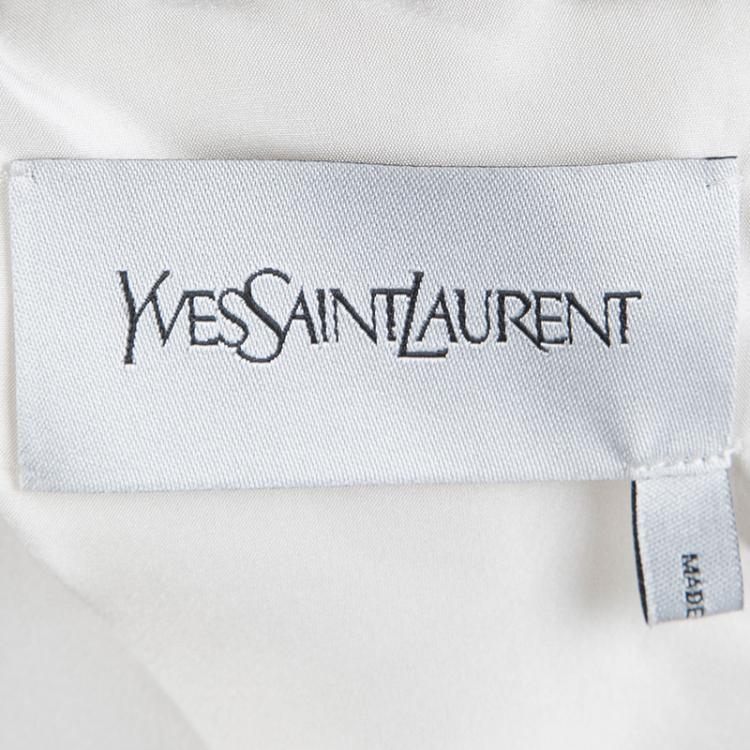 Pre Owned Yves Saint Laurent Cream Wool Notched Collar Blazer L