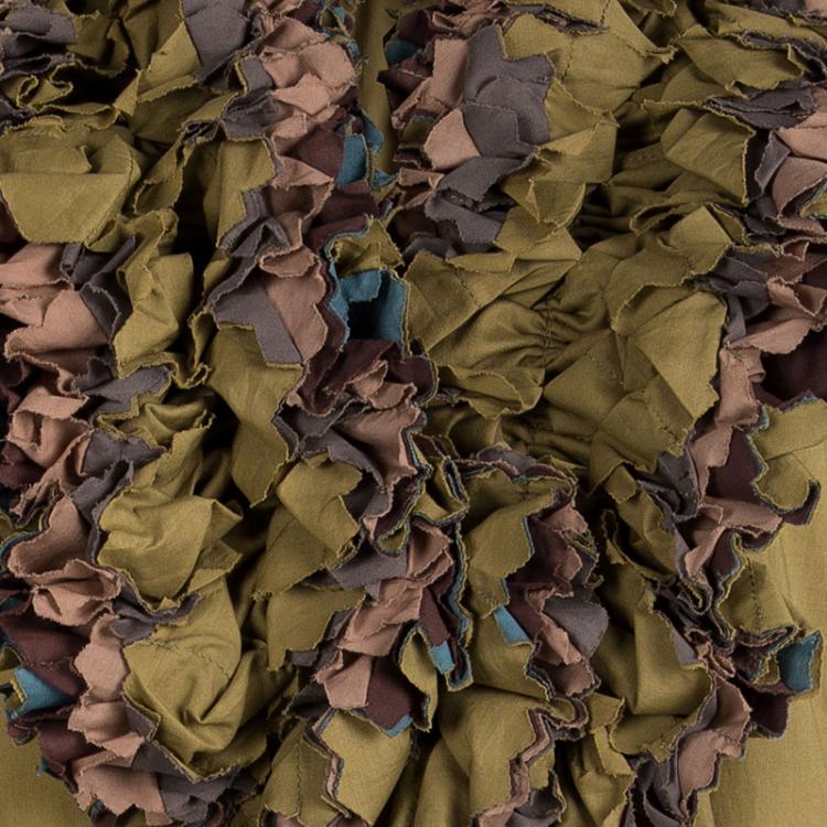Pre Owned Yves Saint Laurent Multicolor Cotton Ruffle Placket Detail Blouse L