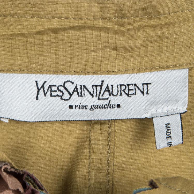 Pre Owned Yves Saint Laurent Multicolor Cotton Ruffle Placket Detail Blouse L