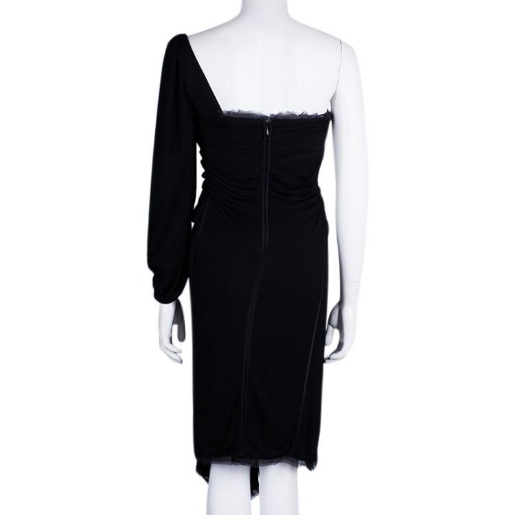 Pre Owned Zac Posen Black One Shoulder Dress M