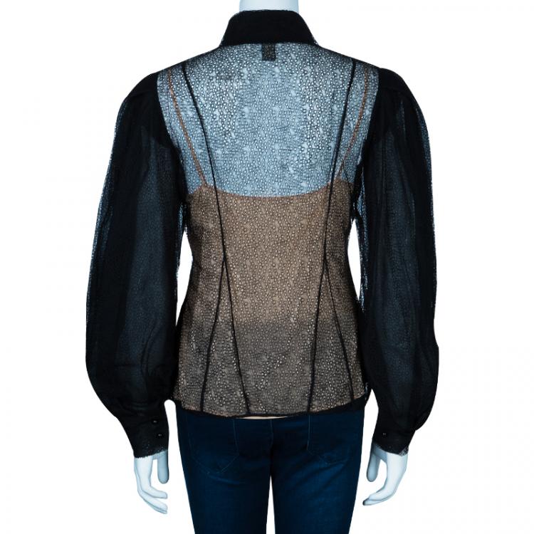 مملوكة مسبقًا Zac Posen Black Lace Top M