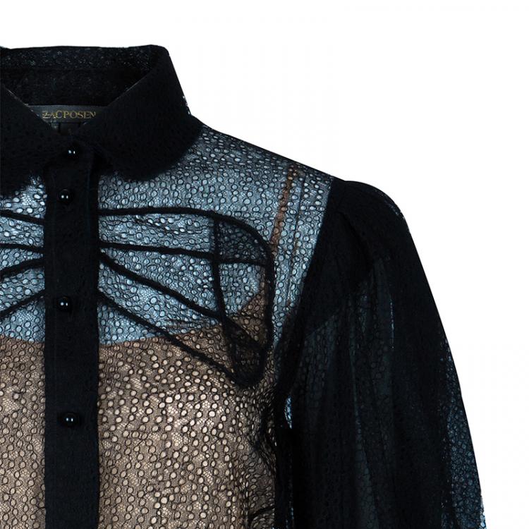 مملوكة مسبقًا Zac Posen Black Lace Top M