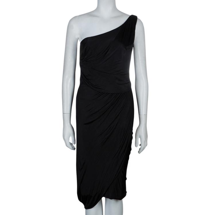 Pre Owned Zac Posen Black One Shoulder Dress M