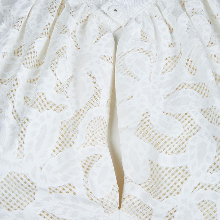 مملوكة مسبقًا Zac Posen White Floral Print Cap Sleeve Top M