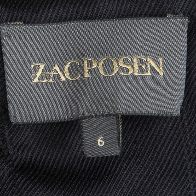Pre Owned Zac Posen Navy Blue Textured Shetland Knot Dress M