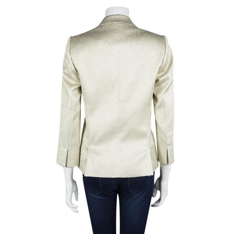 Pre Owned Zadig and Voltaire Deluxe Gold Embossed Jacquard Tailored Blazer M