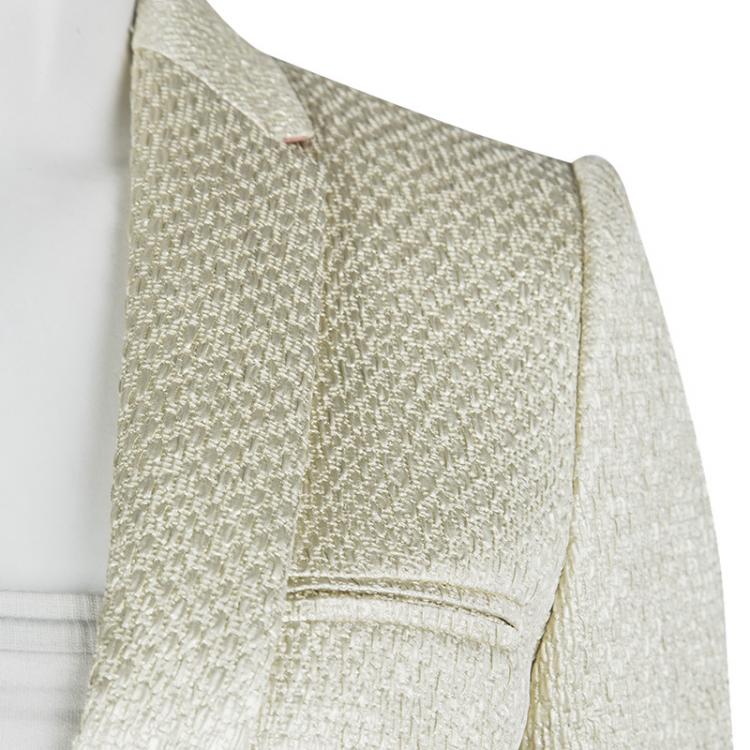 Pre Owned Zadig and Voltaire Deluxe Gold Embossed Jacquard Tailored Blazer M