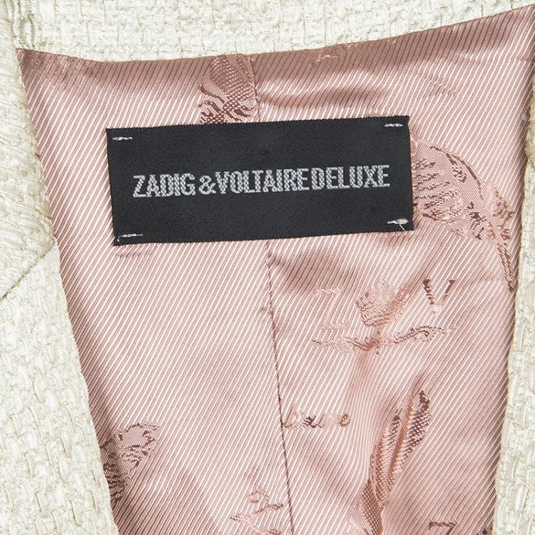 Pre Owned Zadig and Voltaire Deluxe Gold Embossed Jacquard Tailored Blazer M