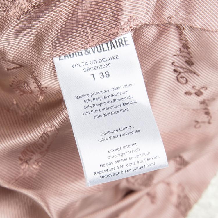 Pre Owned Zadig and Voltaire Deluxe Gold Embossed Jacquard Tailored Blazer M
